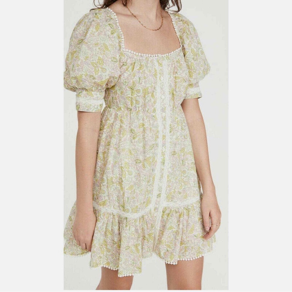 Anthropologie Love the Label‎ Puff Sleeve Baby Doll Floral Dress Cottage Core S